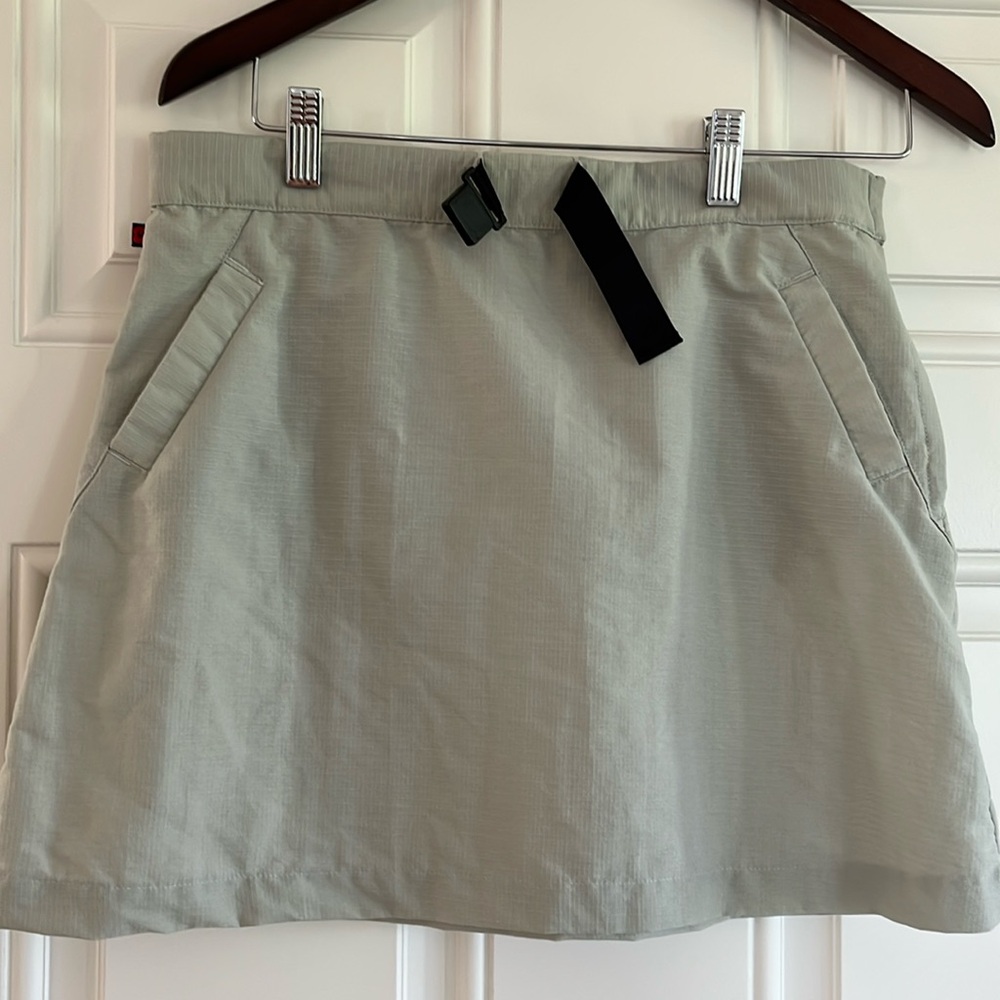 80s Vintage Fiorucci Mini Skirt, size 7/8, 100% nylon, buckle detail